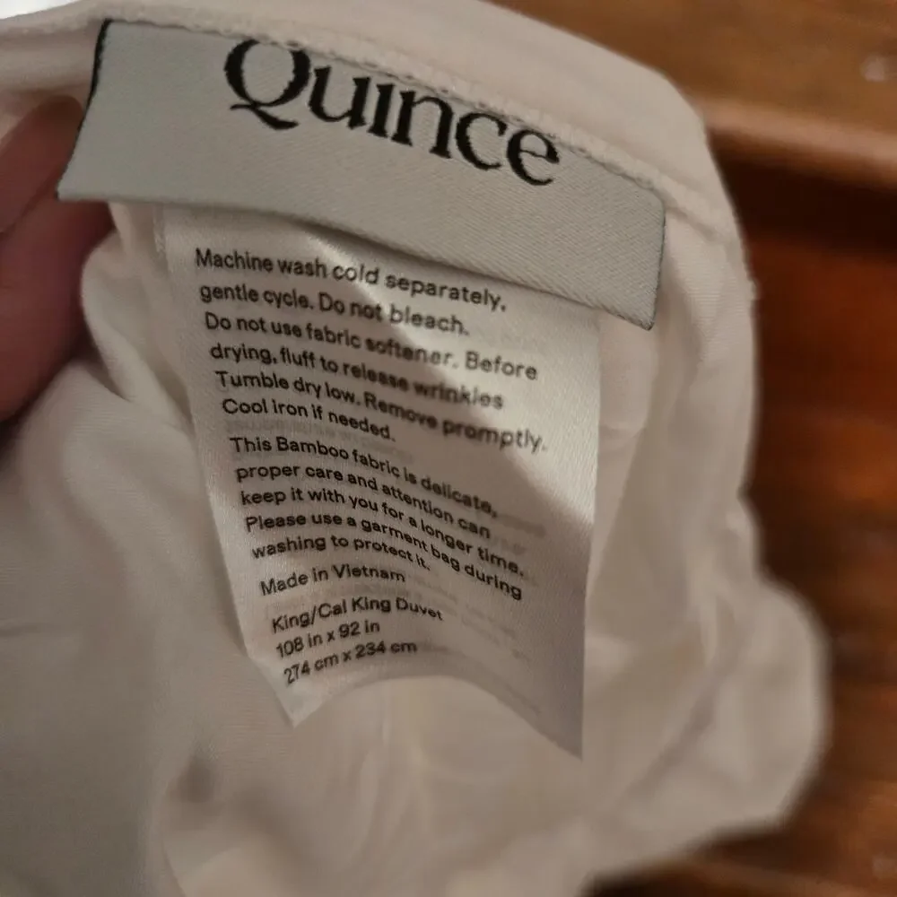 Quince Organic Viscose Bamboo King / Cal King Duvet Cover 2 Shams White